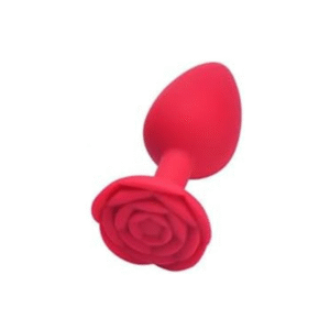 Plug Anal em Silicone Vermelho com Formato de Rosa - Tamanho P