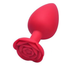 Plug Anal em Silicone Vermelho com Formato de Rosa - Tamanho G