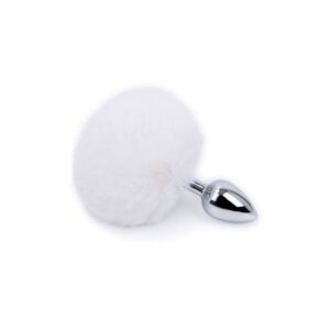 Plug Anal em Metal com PomPom - TAMANHO P NA COR BRANCA