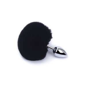 Plug Anal em Metal com PomPom - TAMANHO P NA COR PRETA
