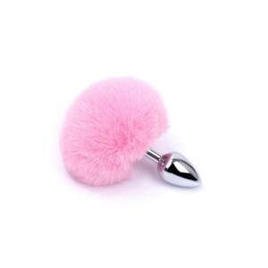 Plug Anal em Metal com PomPom - TAMANHO P NA COR ROSA