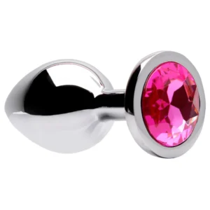 Plug Anal em Metal com Joia nas cores Preta, Lilás, Rosa, Roxa, Azul ou Vermelha - TAMANHO M - Rosa