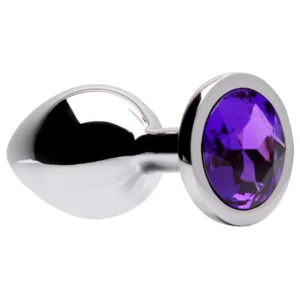 Plug Anal em Metal com Joia nas cores Preta, Lilás, Rosa, Roxa, Azul ou Vermelha - TAMANHO M - Roxo