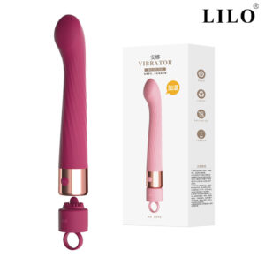 Vibrador Ponto G Maleável naq cor Vinho, com Autoaquecimento,  20 Modos de Vibração e Mini Anel Estimulador em Formato de Língua com 10 Velocidades