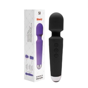 Vibrador Varinha Mágica na cor Preta com 20 Modos de Vibração e 8 Níveis de Velocidade - STACY