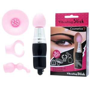 Mini Vibrador com 4 Pontas Removíveis na cor Preta com Rosa e 1 Modo de Vibração