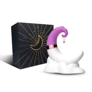Vibrador com Estimulador de Clitórisem Formato de Lua  na cor Roxa com 10 Modos de Vibração e 10 Modos de Pulsação