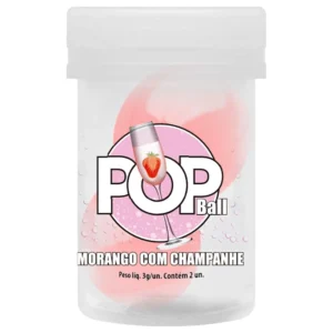 Bolinhas Lubrificantes Beijáveis POP Ball 2 unidades - MORANGO COM CHAMPANHE