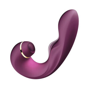 Vibrador Tripla Estimulação na cor Roxa com 10 Modos de Vibração Total, 5 Modos de Pulsação no Meio e 5 Modos de Dedilhar na Ponta - CLAP STICK