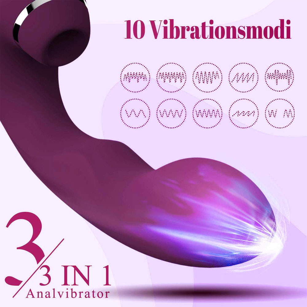 Vibrador Tripla Estimulação na cor Roxa com 10 Modos de Vibração Total, 5 Modos de Pulsação no Meio e 5 Modos de Dedilhar na Ponta - CLAP STICK - Imagem 5
